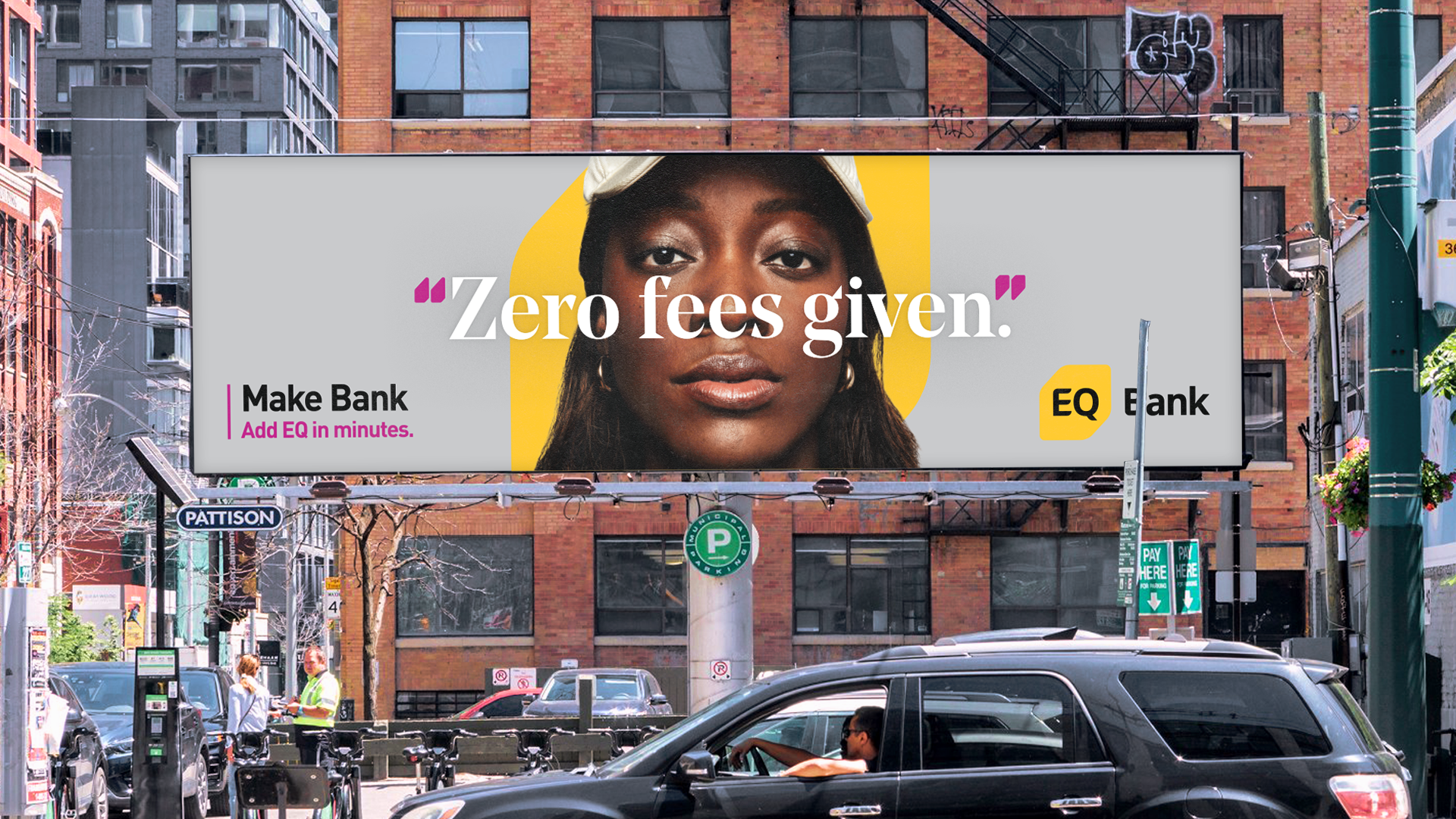 EQ Bank Zero Fees Given Billboard
