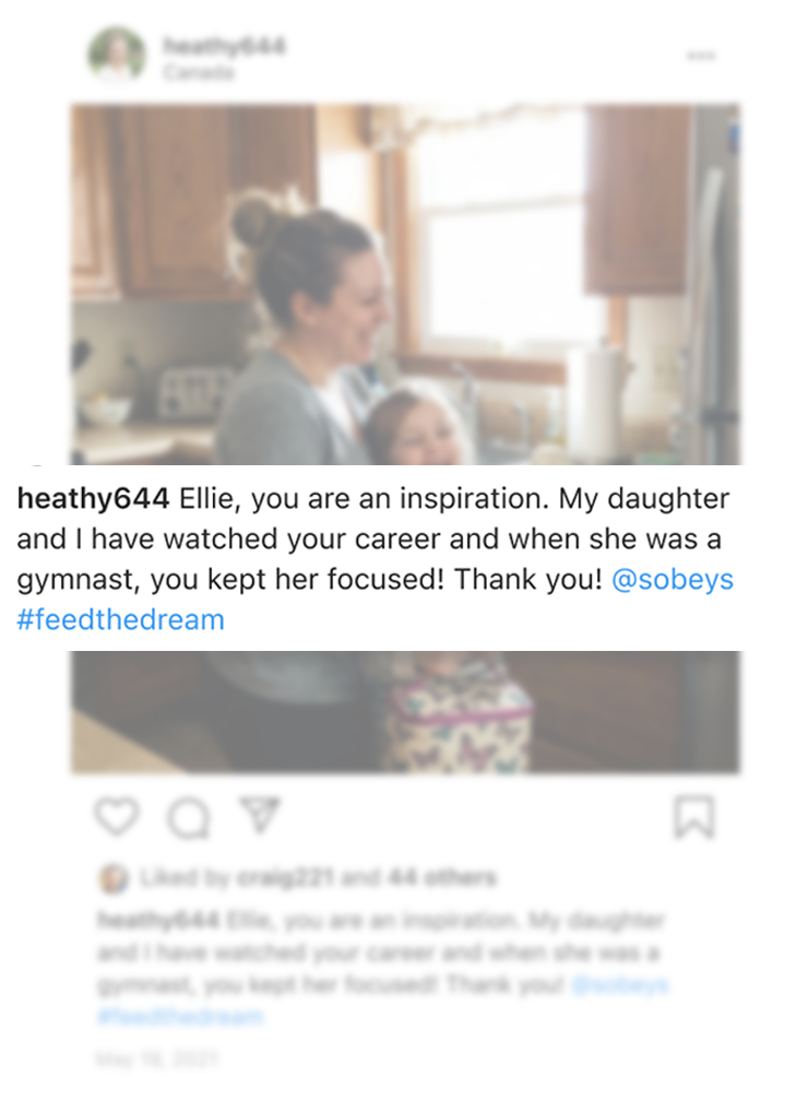 Social media post with message of support